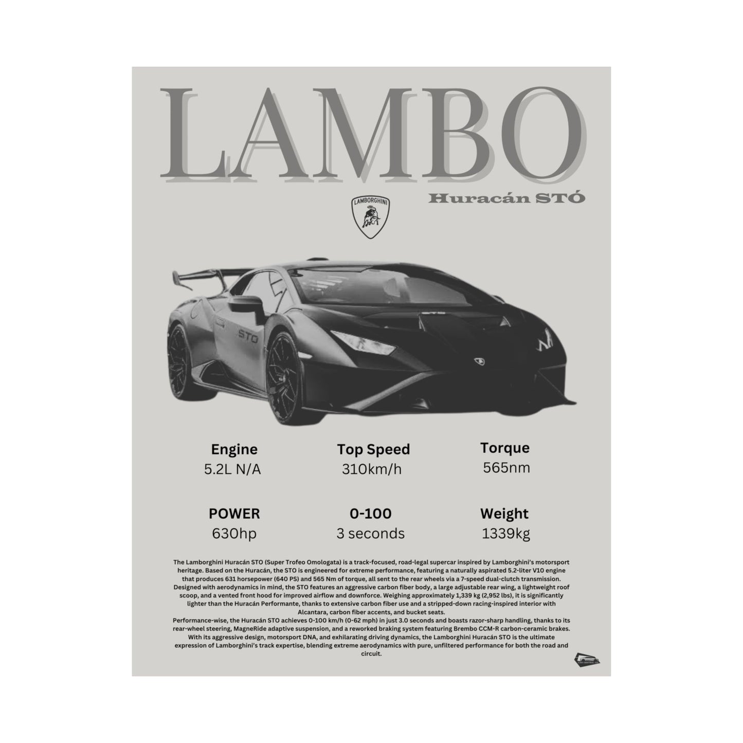Lamborghini STO Custom Poster
