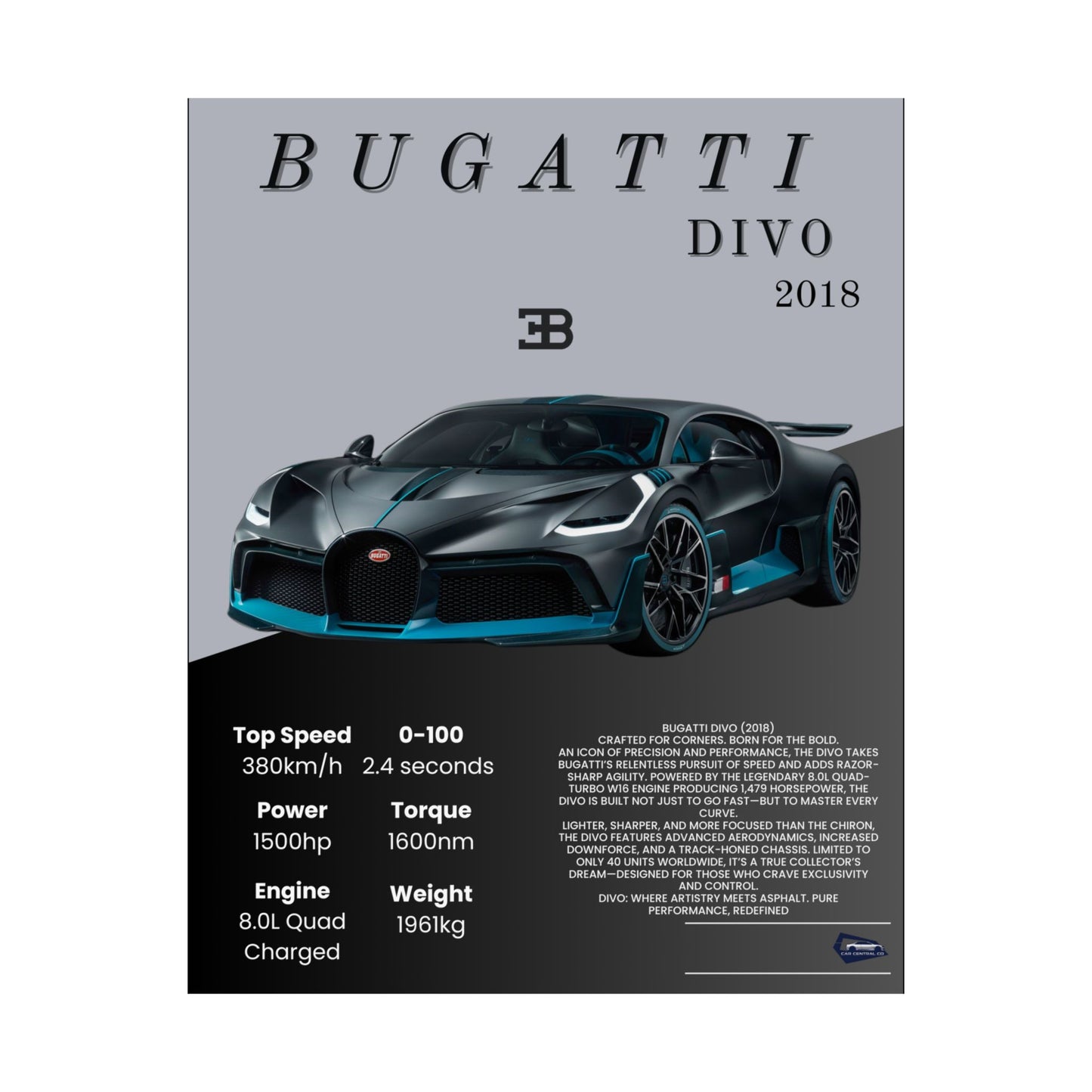 Bugatti Divo Custom Poster